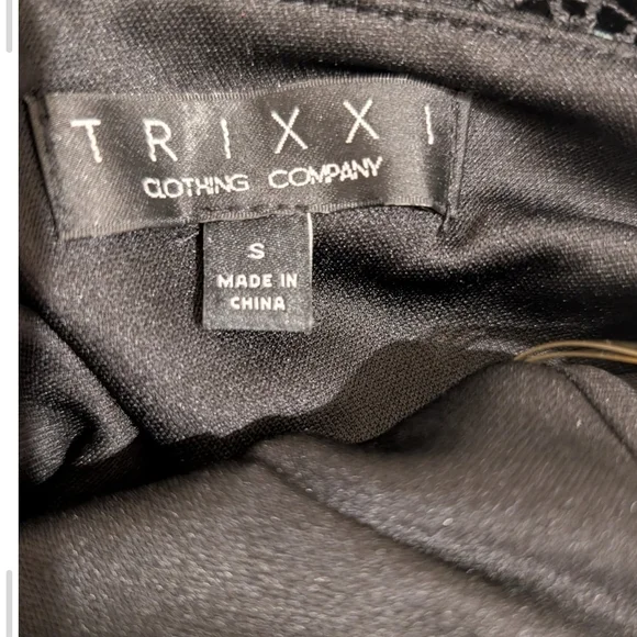 Trixxi Black Dress with Pink Floral and Lace Back - Picture 7 of 10